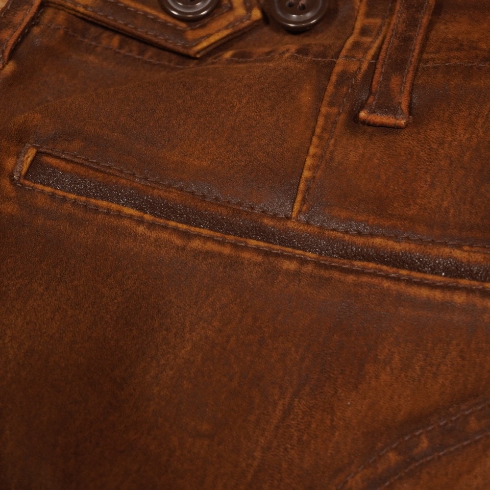 RRL Double RL Ralph Lauren Skinny Leather Cargo Pant Brown Leather 26 Brand New - Picture 16 of 16